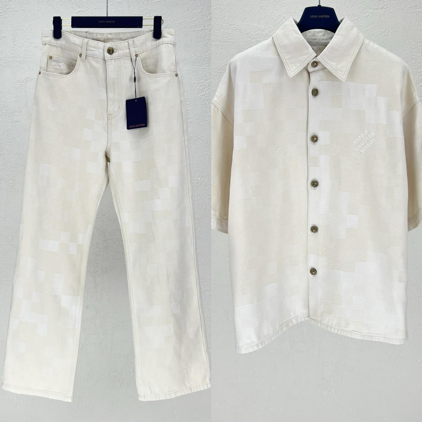 Lv Denim Shirt And Pants Set