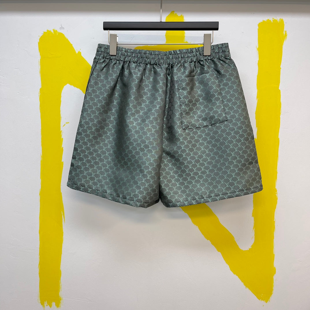 Lv Monogram Silk Shirt And Shorts Set