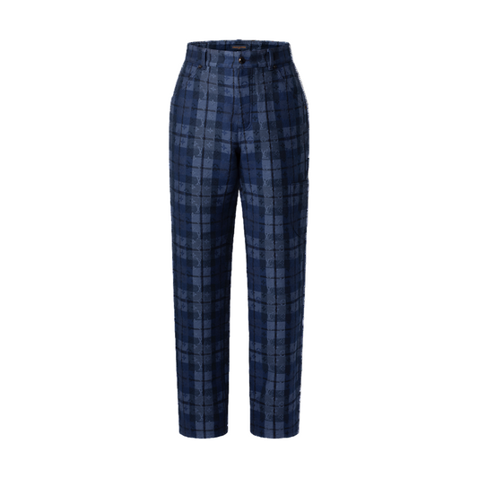Lv Monogram Tartan Denim Pants
