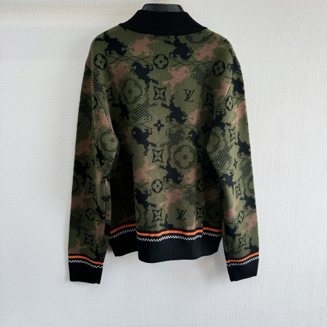 Lv Jacquard Wool Bomber Blouson
