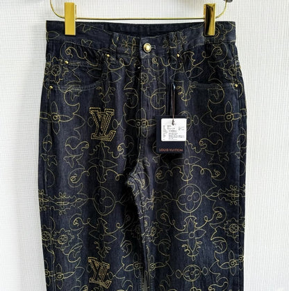 LV Embroidered Denim Pants