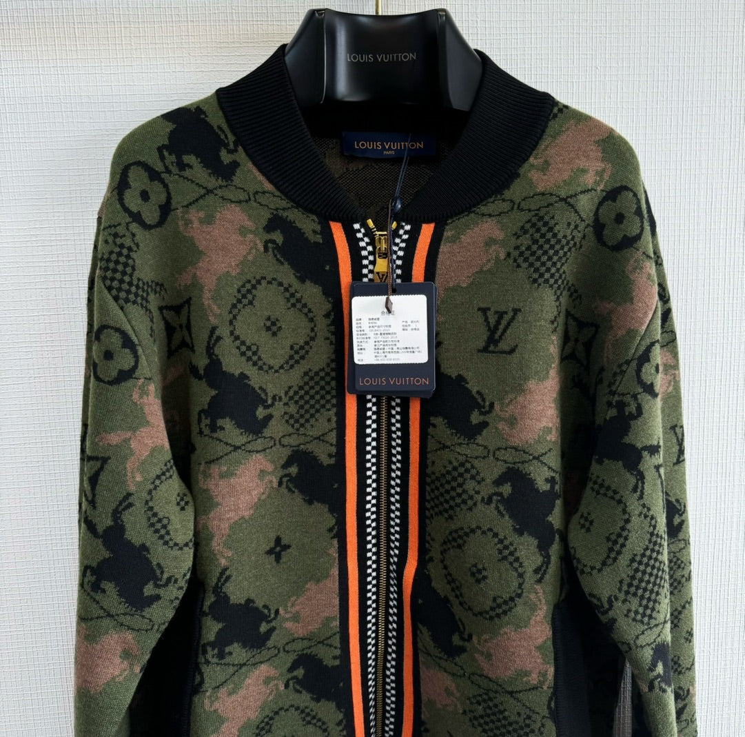 Lv Jacquard Wool Bomber Blouson