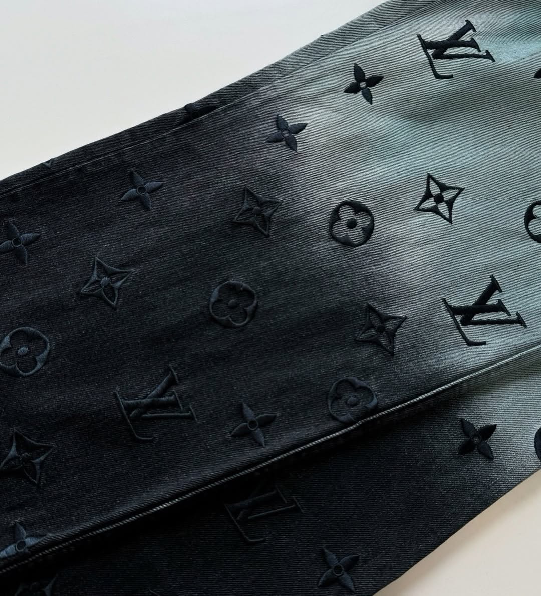LV Monogram Embroidered Denim Pants