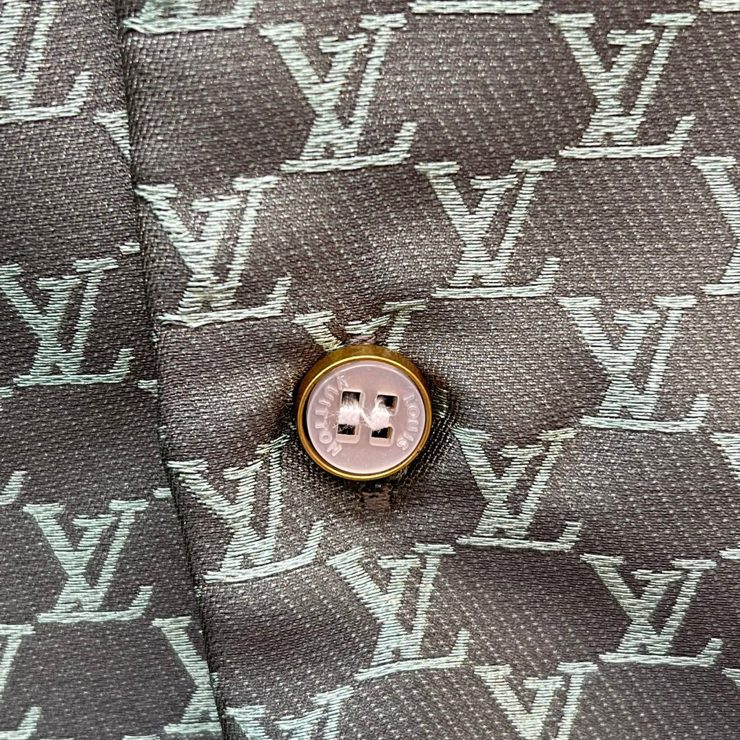 Lv Monogram Silk Shirt And Shorts Set