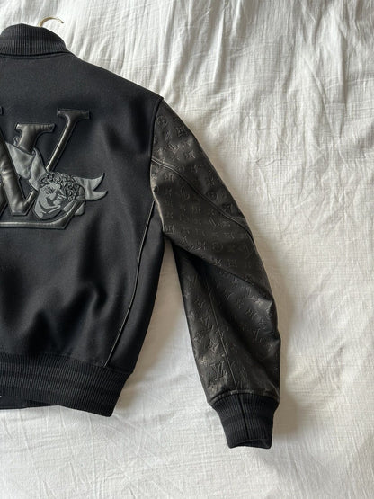 Lv Monogram Embossed Leather And Wool Blouson