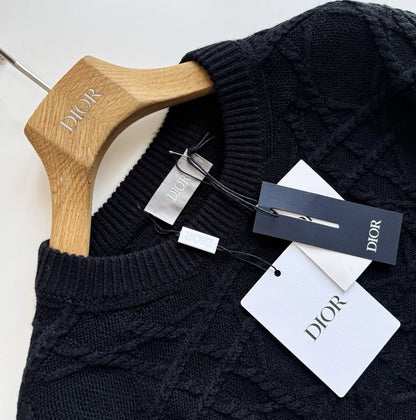 CD Icons Cannage Sweater Black Cashmere Knit