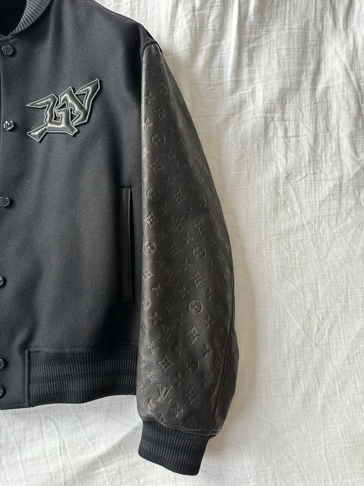 Lv Monogram Embossed Leather And Wool Blouson