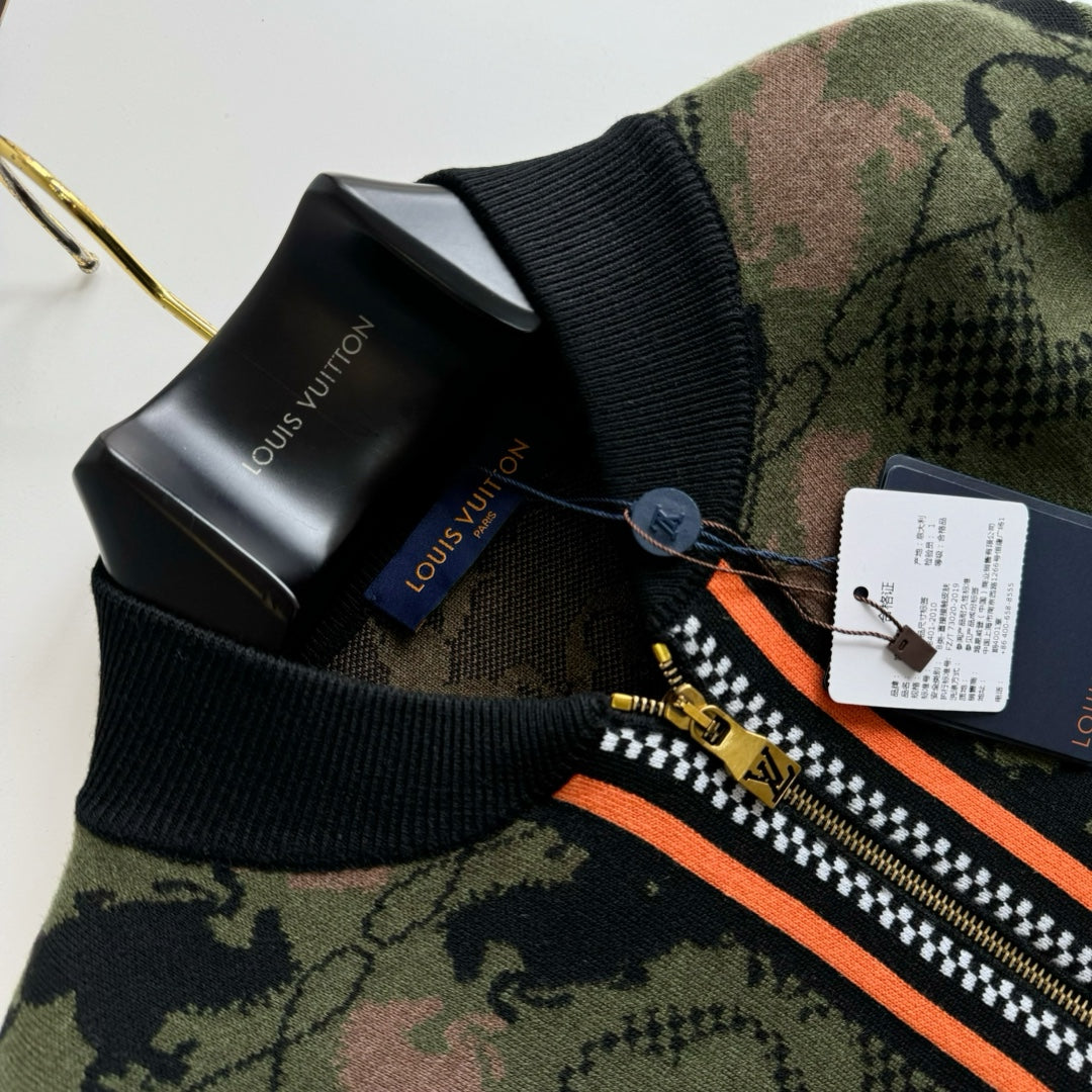 Lv Jacquard Wool Bomber Blouson