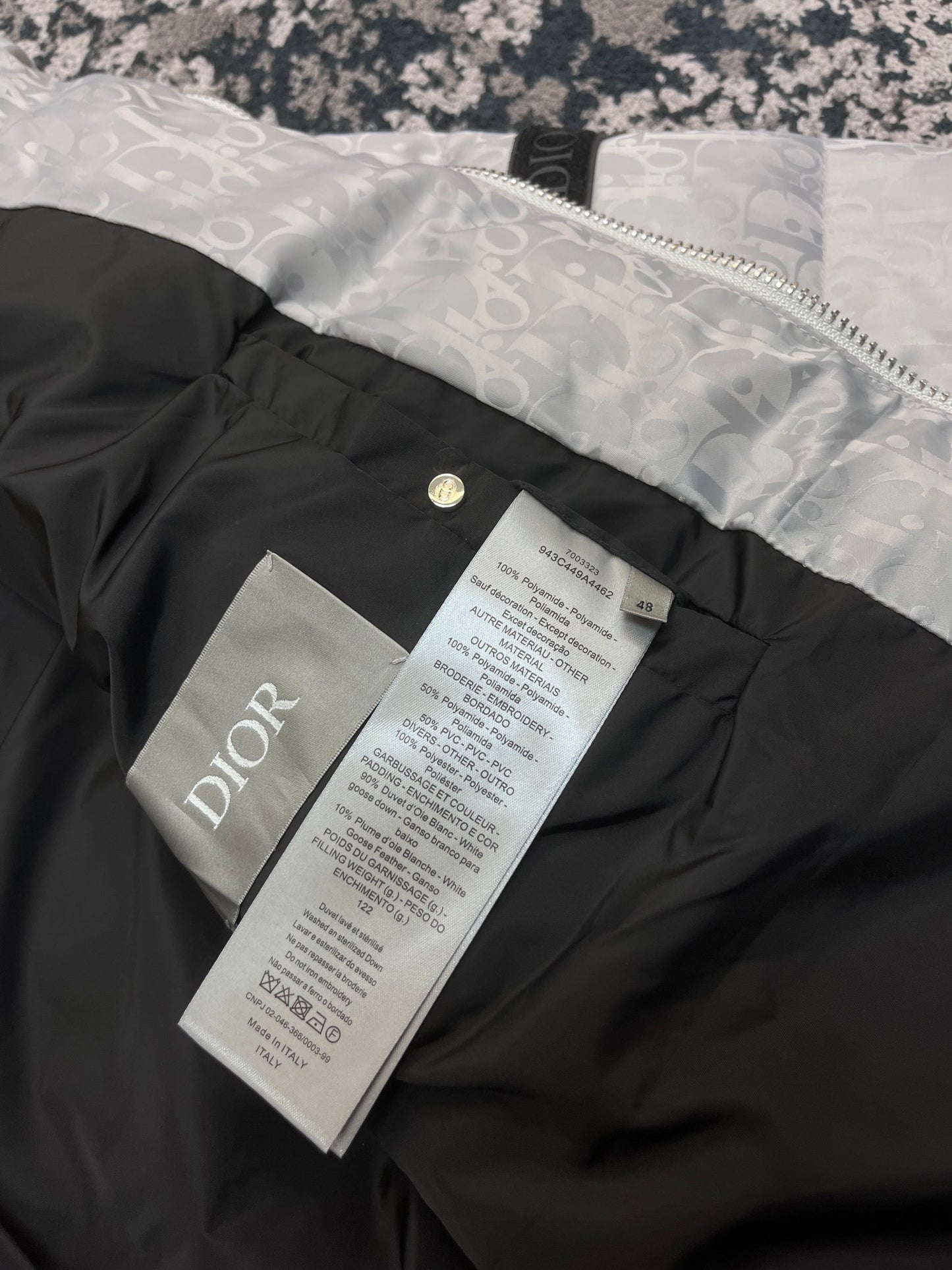 CD OBLIQUE DOWN JACKET SILVER TECHNICAL