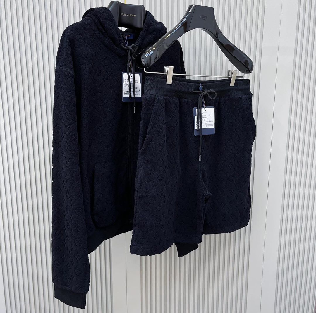 Lv Monogram French Terry Zip-Through Hoodie