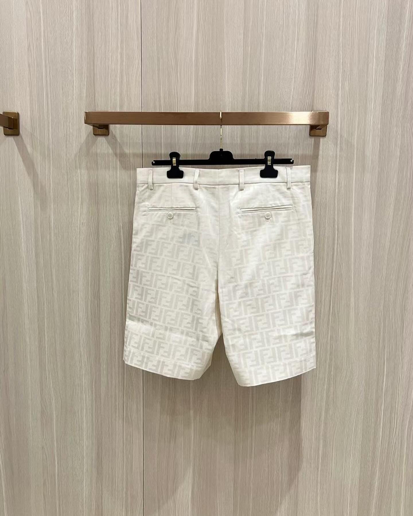 FND Monogram Silk Shorts White