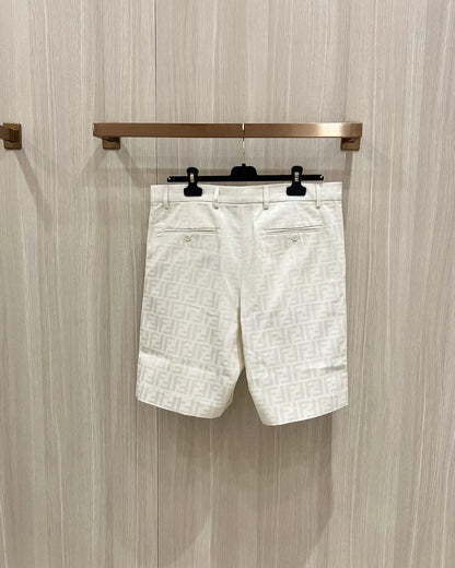 FND Monogram Silk Shorts White