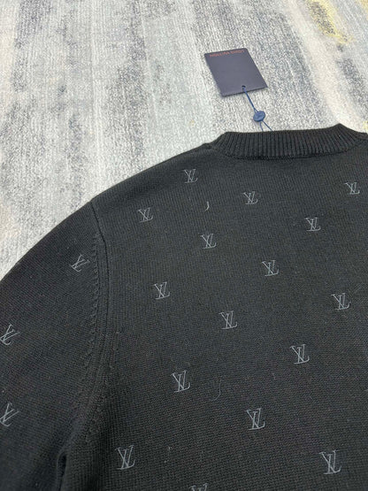 Lv Embroidered Signature Merino Crewneck