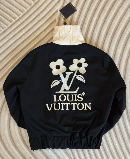 Lv Knitted Collar Embroidered Technical Blouson