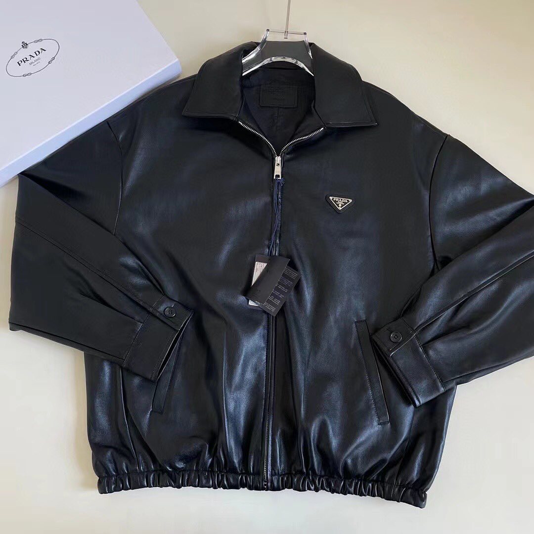 PRD Leather jacket with Prada logo