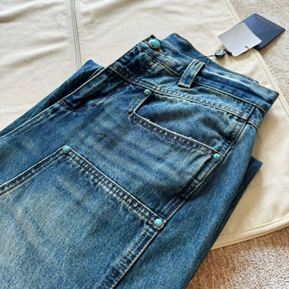 Lv Washed Denim Workwear Pants