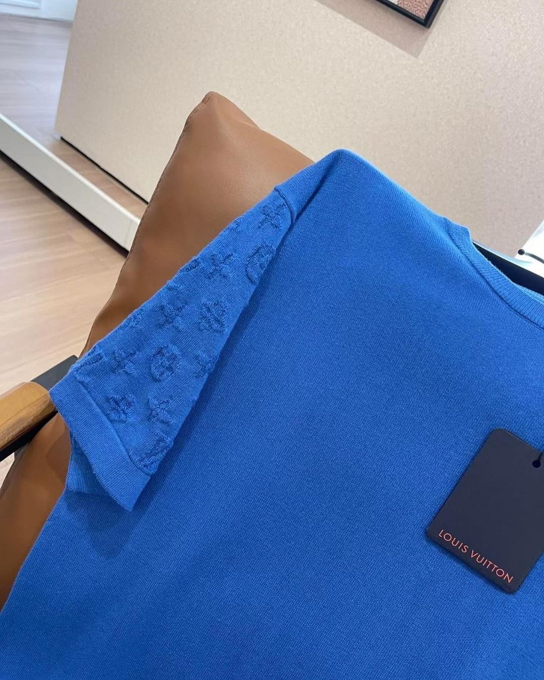 Lv Short-Sleeved Damier Wool Shirt