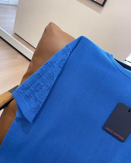 Lv Short-Sleeved Damier Wool Shirt