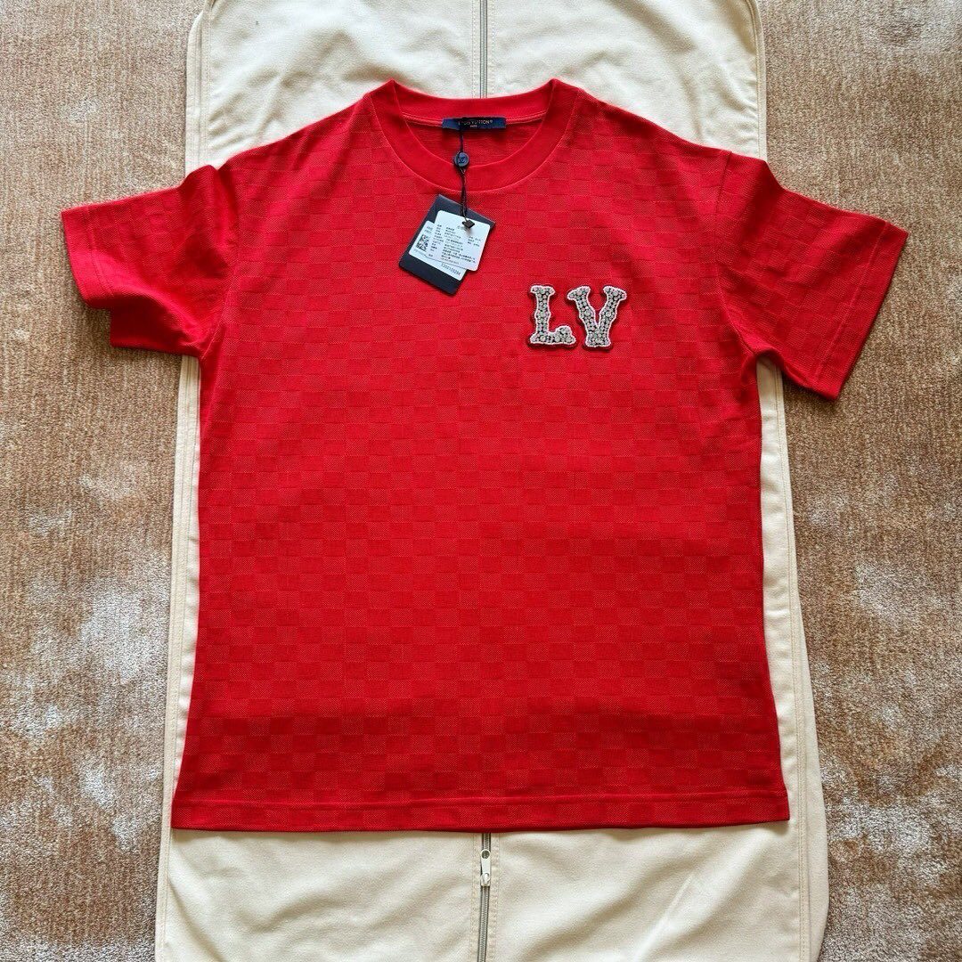 Lv Short-Sleeved Damier Wool Shirt