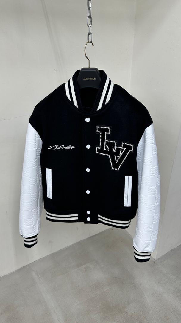 Lv Mix Leather Varsity Blouson