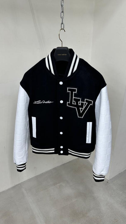 Lv Mix Leather Varsity Blouson