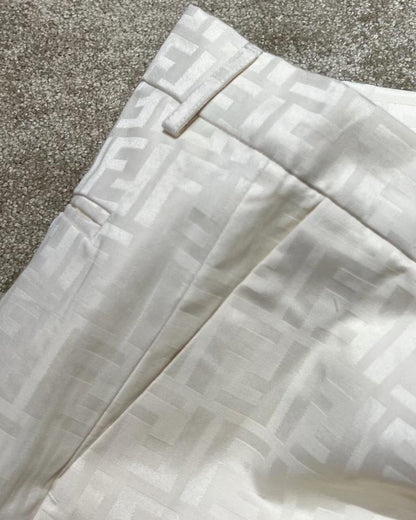 FND Monogram Silk Shorts White