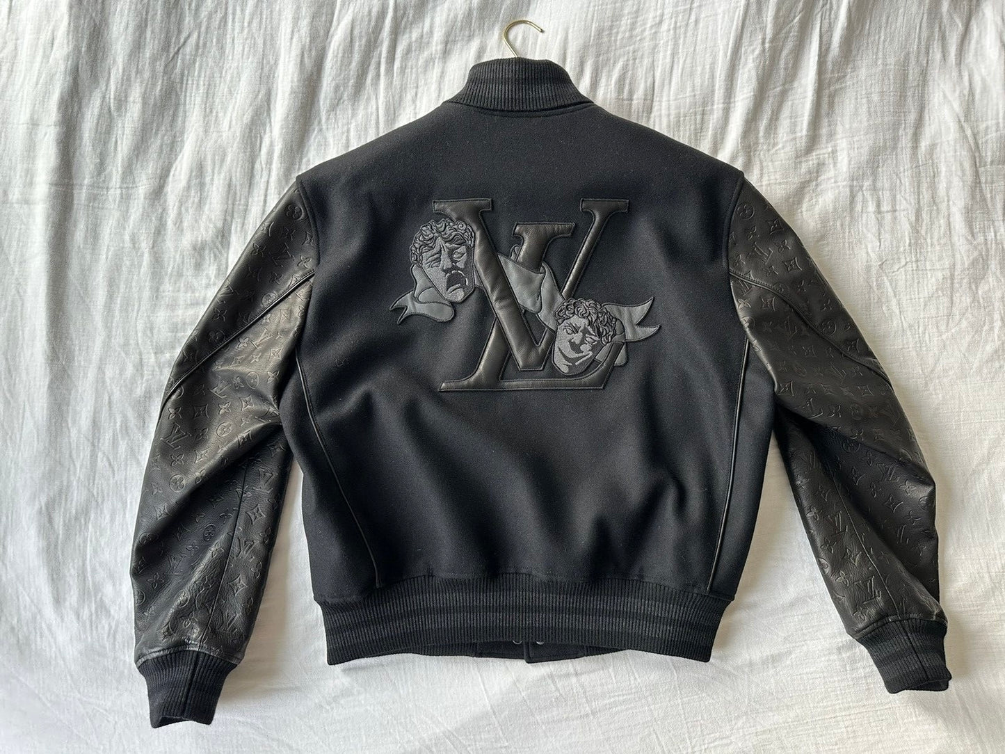 Lv Monogram Embossed Leather And Wool Blouson