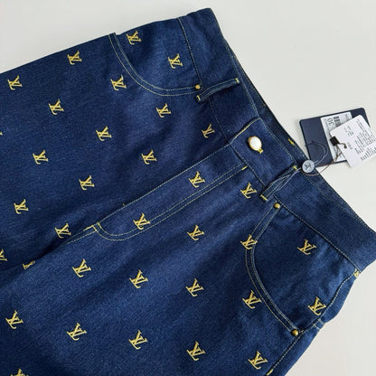 LV Monogram Denim Shirt And Shorts Set