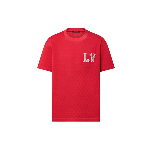 Lv Short-Sleeved Damier Wool Shirt