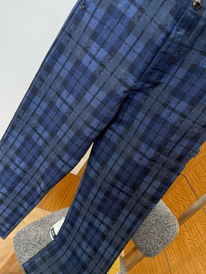 Lv Monogram Tartan Denim Pants