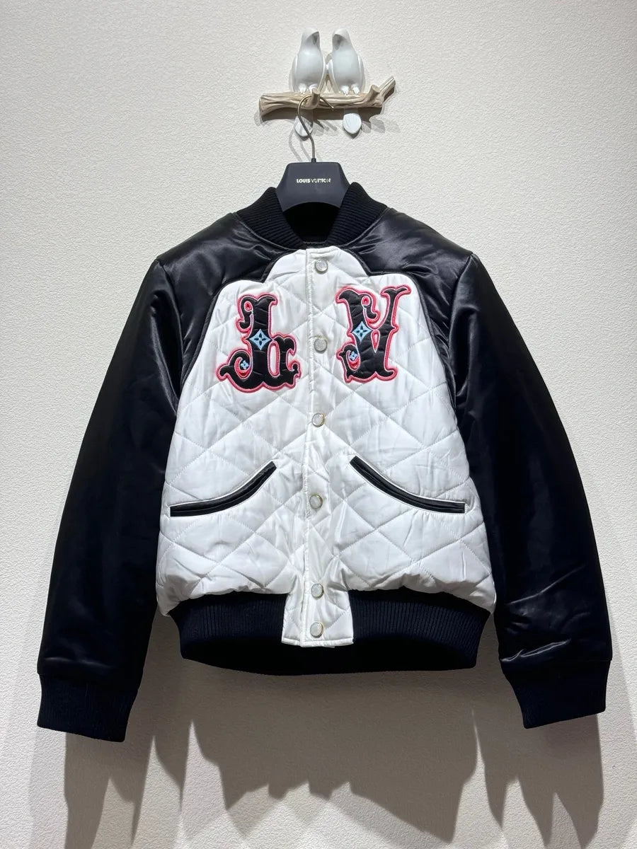 Lv Bicolor Satin Bomber Jacket