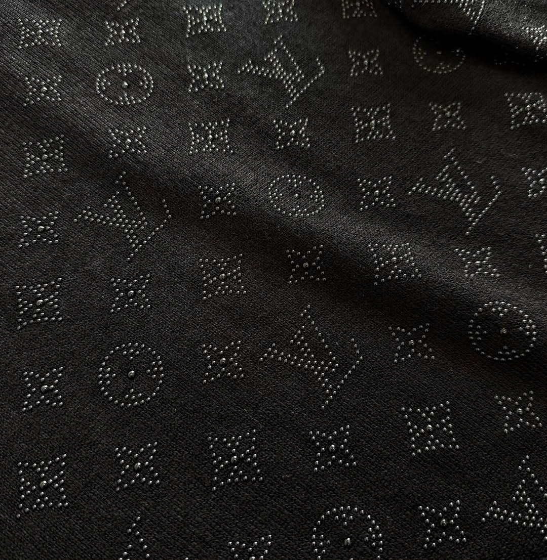 Lv Monogram Embellished Wool Evening Crewneck