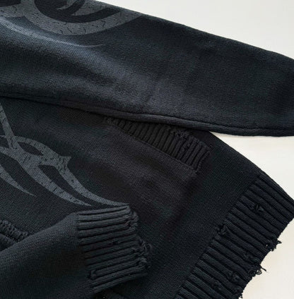 BALE MEN'S Y2K ZIP-UP CARDIGAN IN BLACK