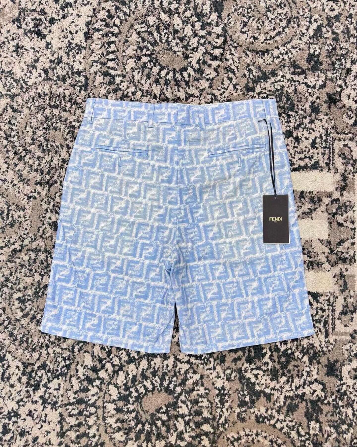 FND Monogram Silk Shorts Blue