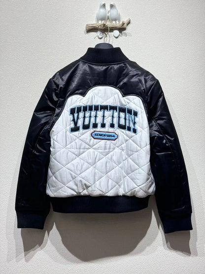 Lv Bicolor Satin Bomber Jacket