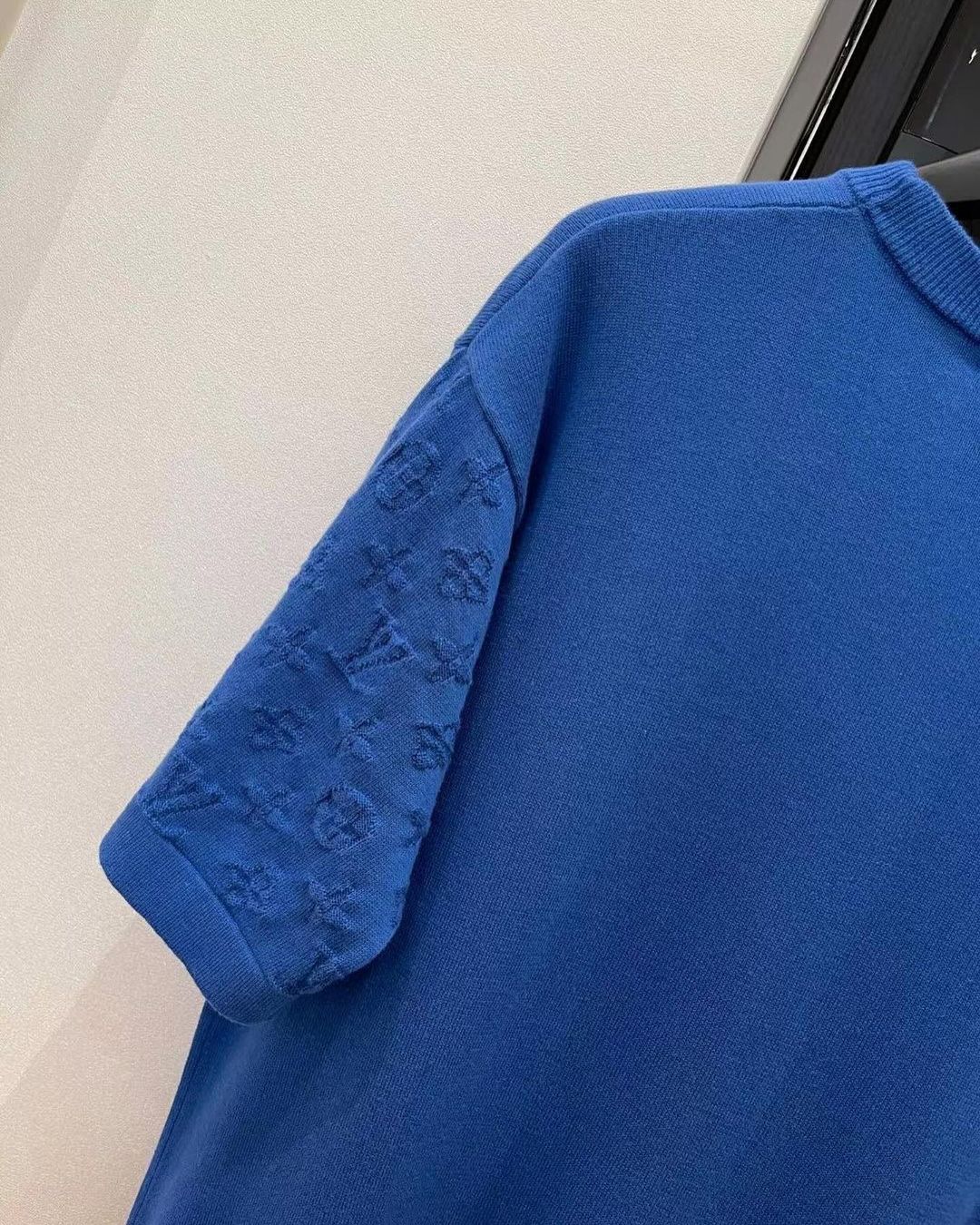 Lv Short-Sleeved Damier Wool Shirt