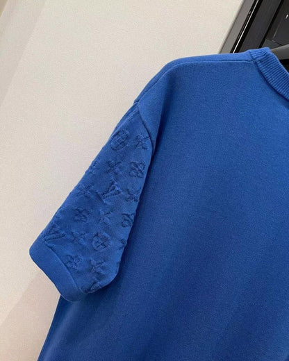 Lv Short-Sleeved Damier Wool Shirt