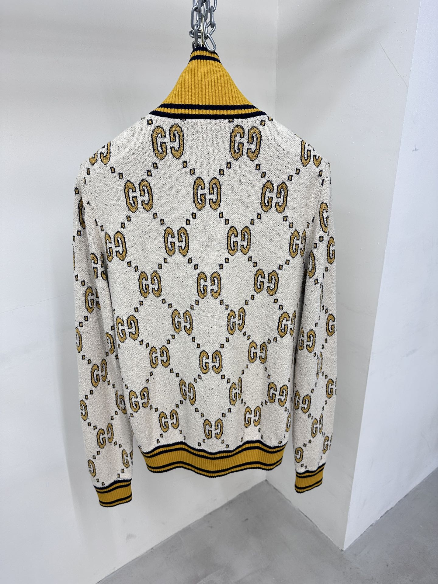 GG Cotton Zip Jacket White Gold