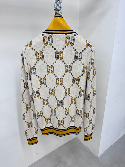GG Cotton Zip Jacket White Gold