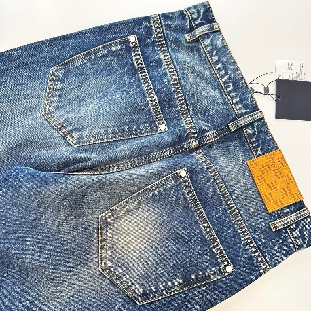 Lv Sunfaded Effect Denim Skate Pants