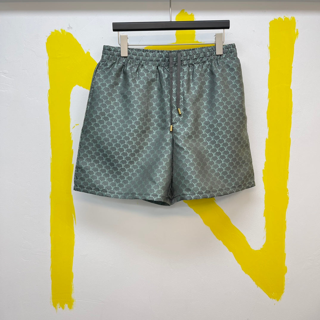 Lv Monogram Silk Shirt And Shorts Set