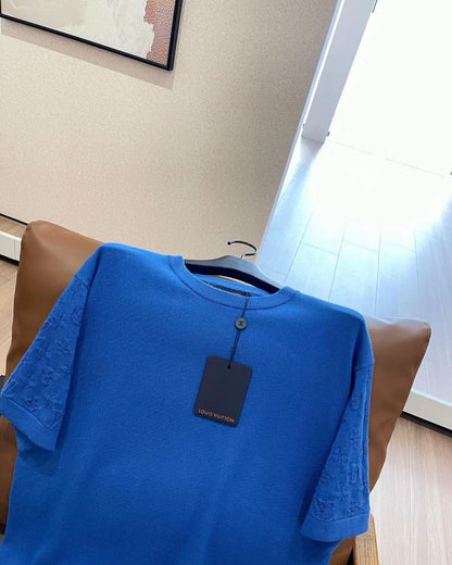 Lv Short-Sleeved Damier Wool Shirt