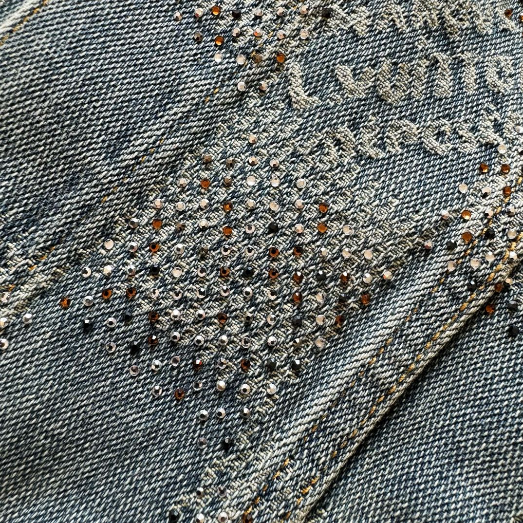 Lv Denim Jacket With Crystals