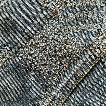 Lv Denim Jacket With Crystals