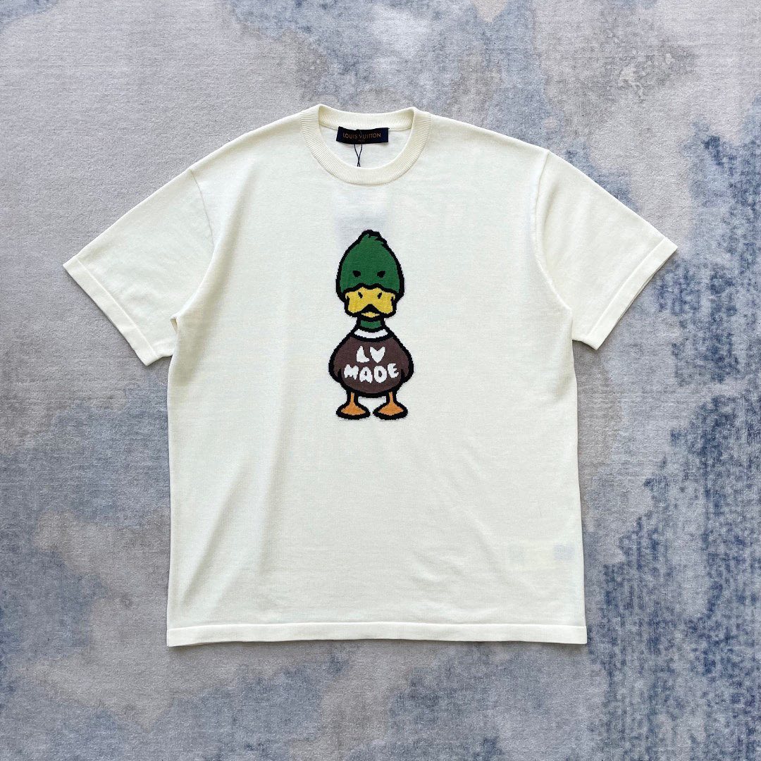 Lv Short-Sleeved Damier Wool Shirt