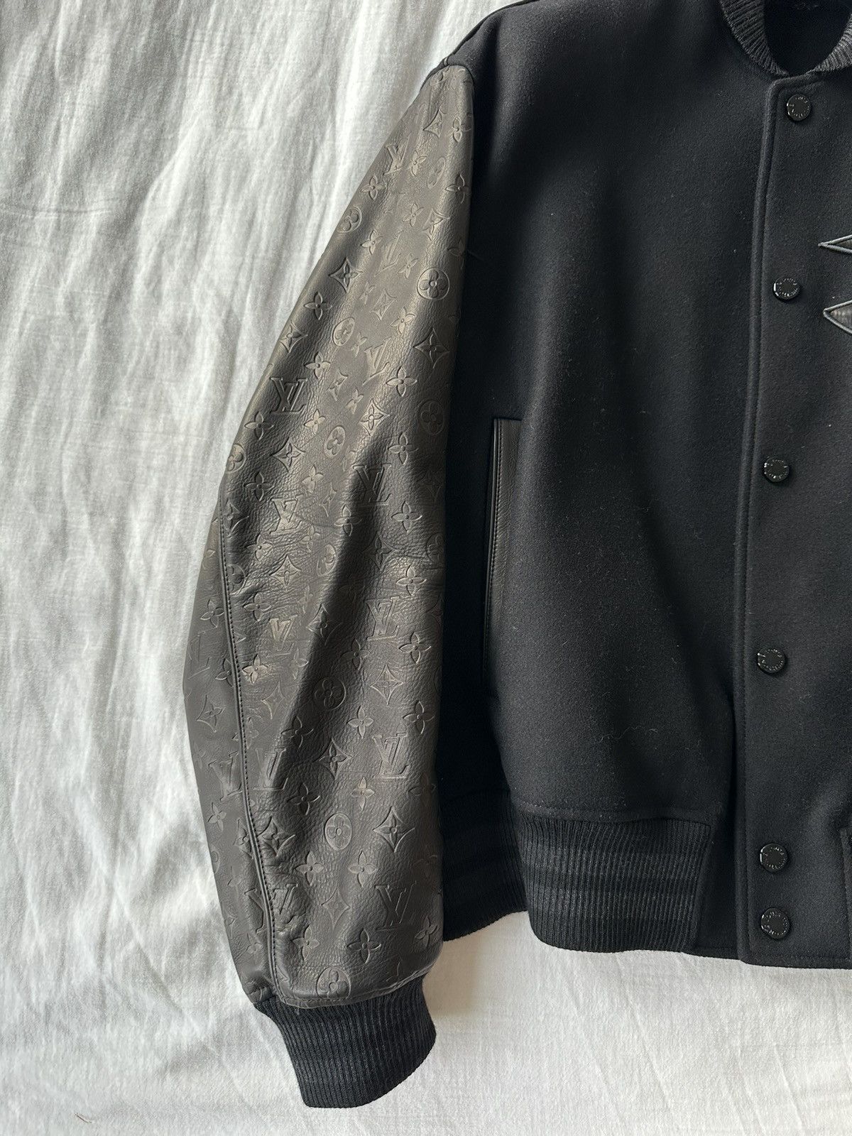 Lv Monogram Embossed Leather And Wool Blouson