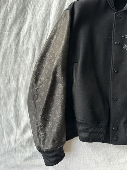 Lv Monogram Embossed Leather And Wool Blouson