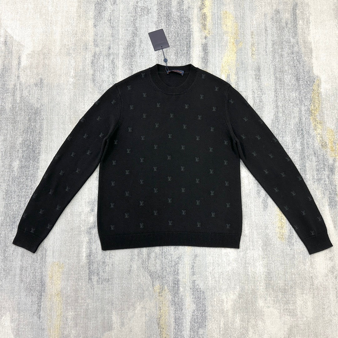 Lv Embroidered Signature Merino Crewneck