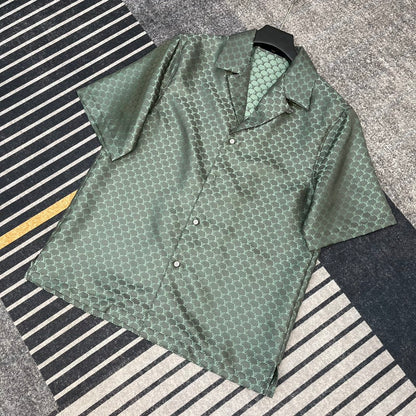 Lv Monogram Silk Shirt And Shorts Set