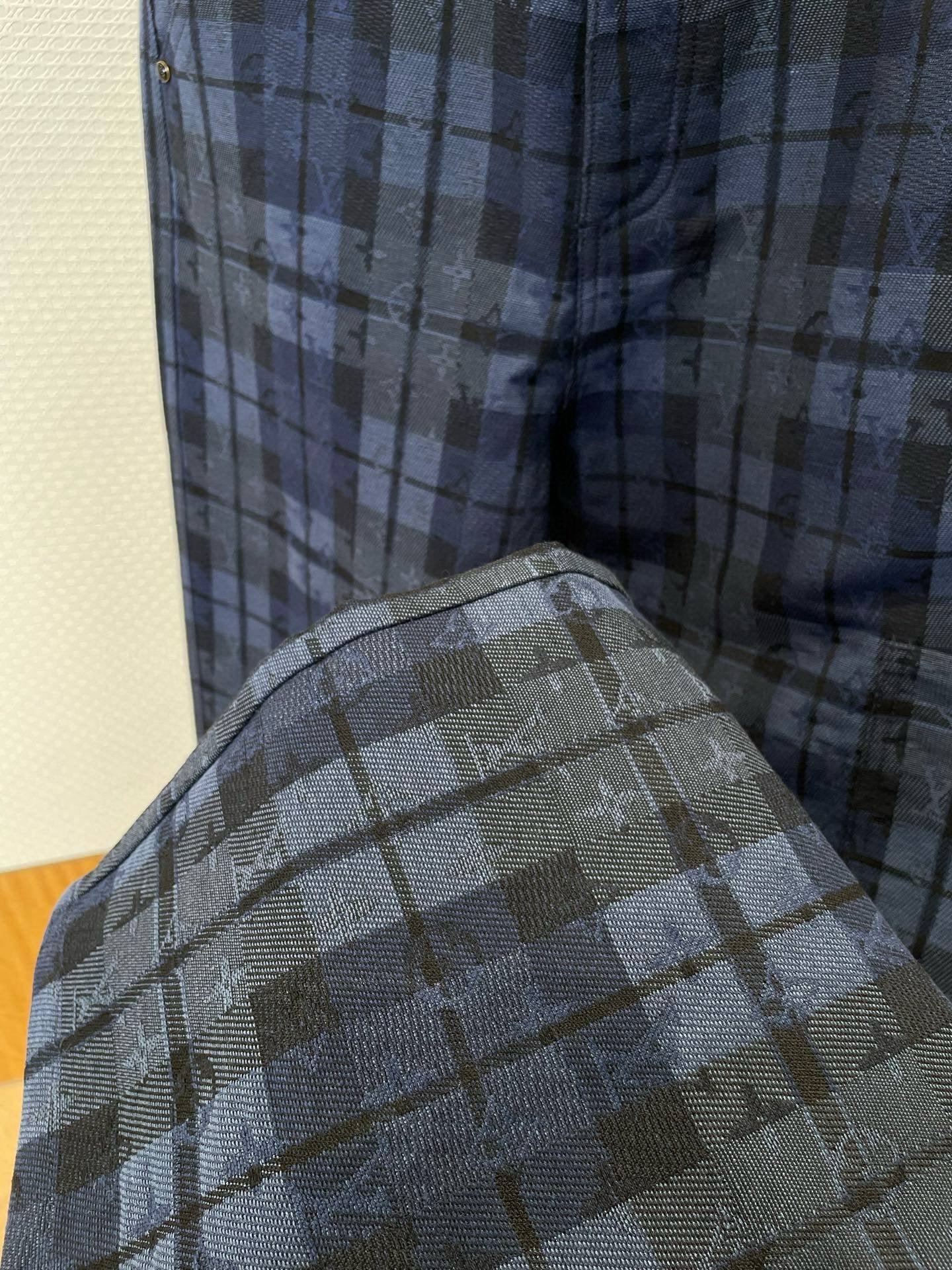 Lv Monogram Tartan Denim Pants